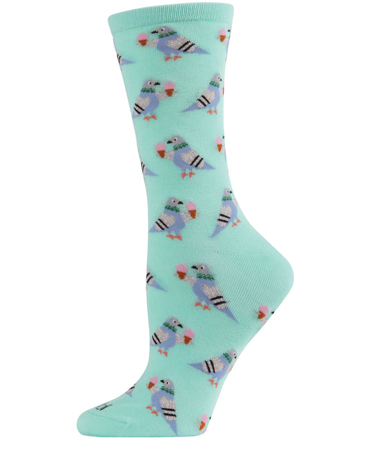 Feed the NYC Pigeons Bamboo Blend Crew Socks : Color: Seafoam