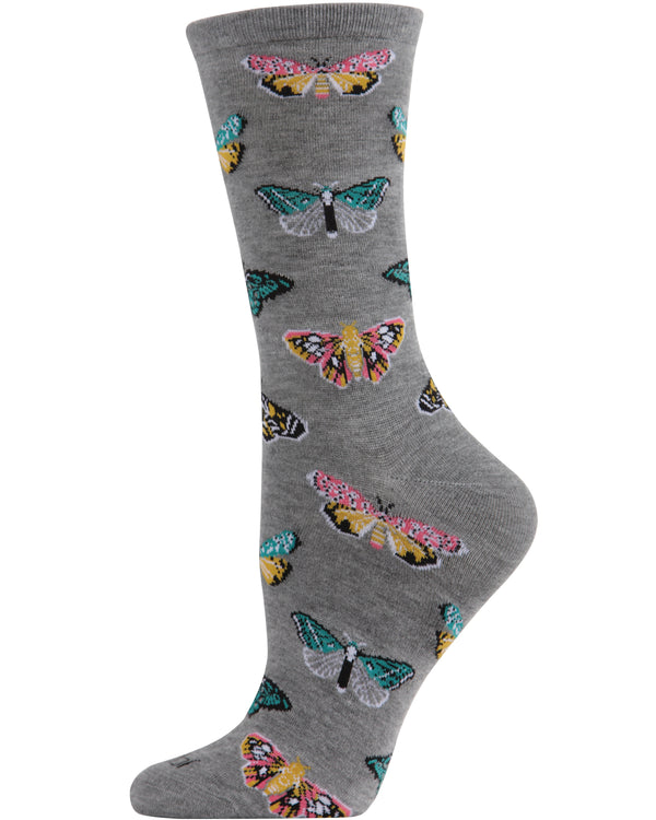 MeMoi Butterfly Bamboo Blend Crew Socks