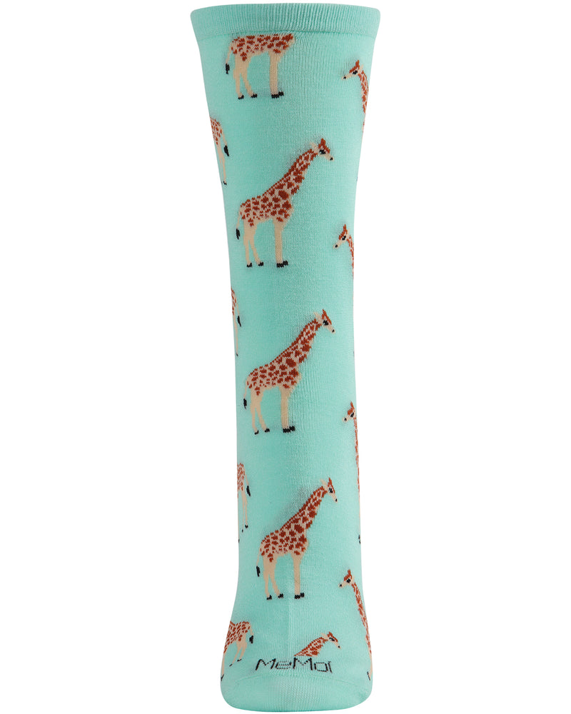 MeMoi Giraffes Bamboo Blend Crew Socks