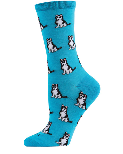 Huskies Bamboo Blend Crew Socks : Color: Deep Lagoon