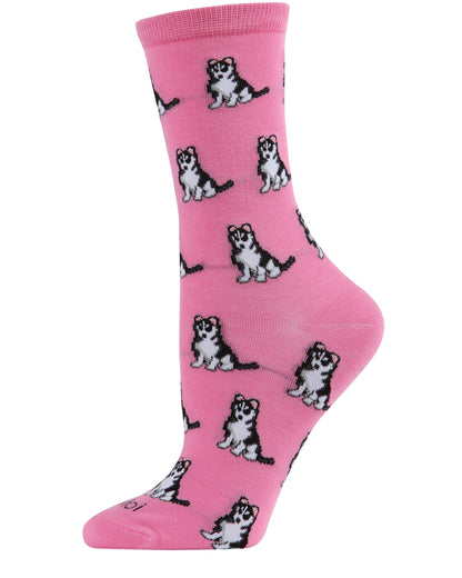 Huskies Bamboo Blend Crew Socks : Color: Fuchsia Pink
