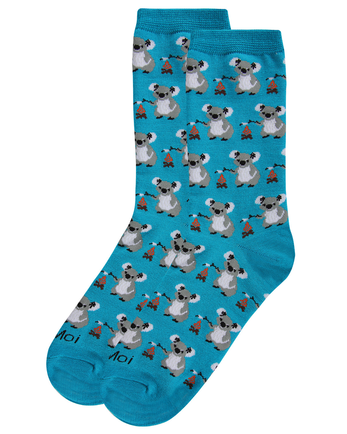 Camping Koalas Bamboo Blend Crew Socks : Color: Deep Lagoon