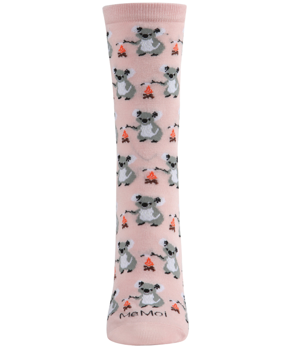 Camping Koalas Bamboo Blend Crew Socks : Color: Soft Pink