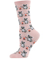 Camping Koalas Bamboo Blend Crew Socks : Color: Soft Pink