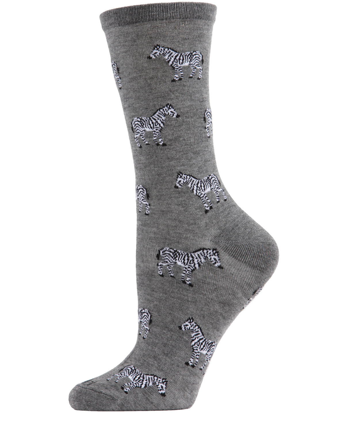 Zebras Bamboo Blend Crew Socks : Color: Medium Gray Heather