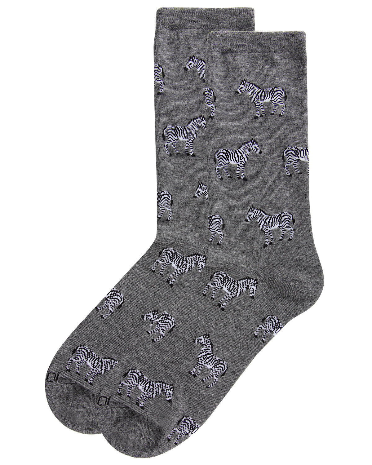 Zebras Bamboo Blend Crew Socks : Color: Medium Gray Heather