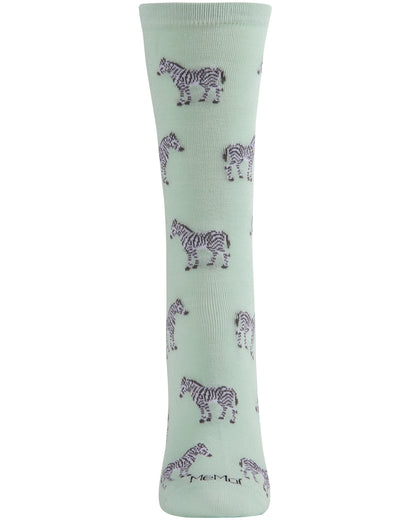 Zebras Bamboo Blend Crew Socks : Color: Mint