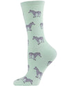 Zebras Bamboo Blend Crew Socks : Color: Mint