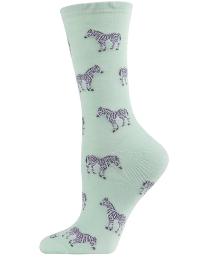 Zebras Bamboo Blend Crew Socks : Color: Mint