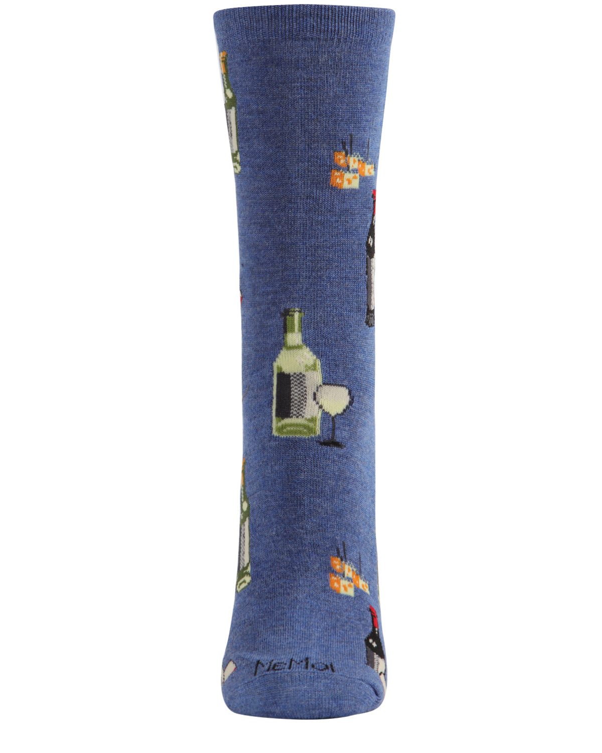 Wine and Cheese Bamboo Blend Crew Socks : Color: Denim Heather