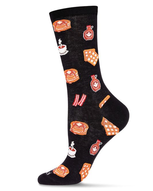 Breakfast of Champions Bamboo Blend Crew Socks : Color: Black