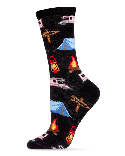 Happy Camper Bamboo Blend Crew Socks : Color: Black