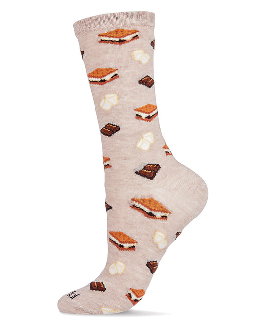 I'd Like S'more Please Bamboo Blend Crew Socks : Color: Hemp Heather