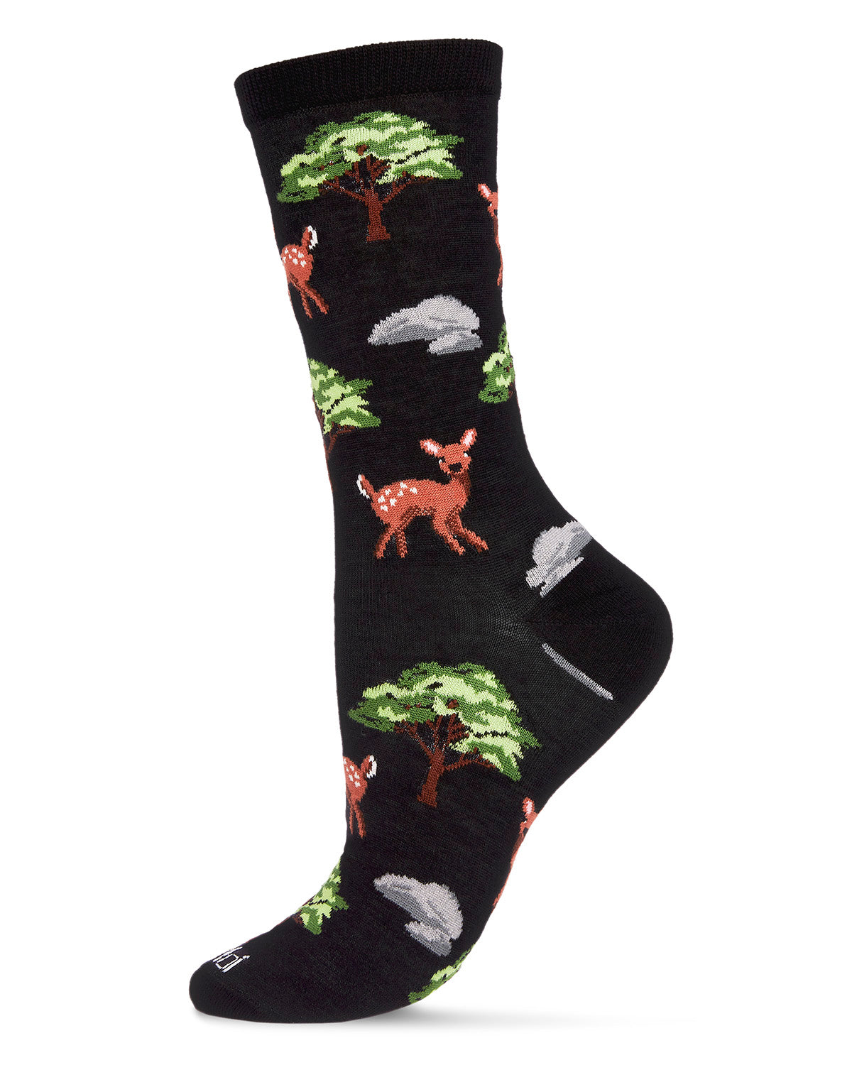 Oh Deer Bamboo Blend Crew Socks : Color: Black