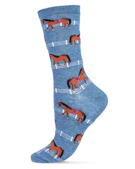 Show Pony Bamboo Blend Crew Socks : Color: Denim Heather