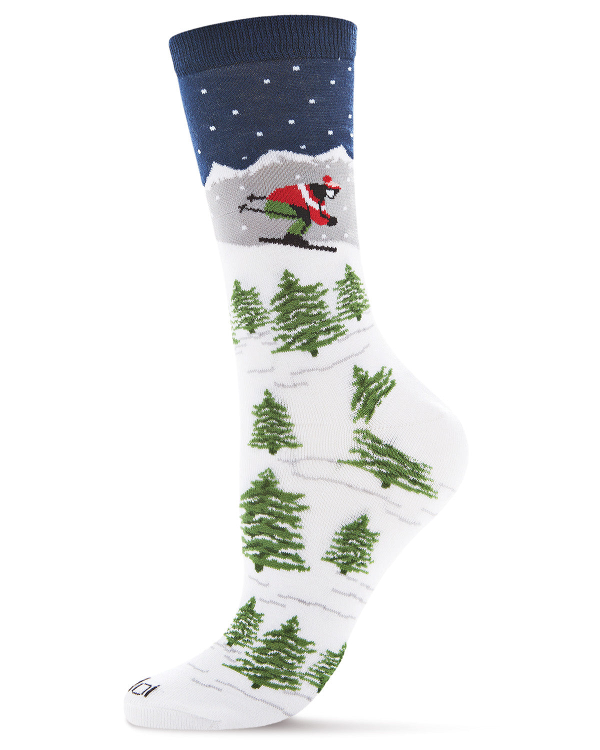 Women's Winter Wonderland Holiday Bamboo Blend Crew Socks : Color: White