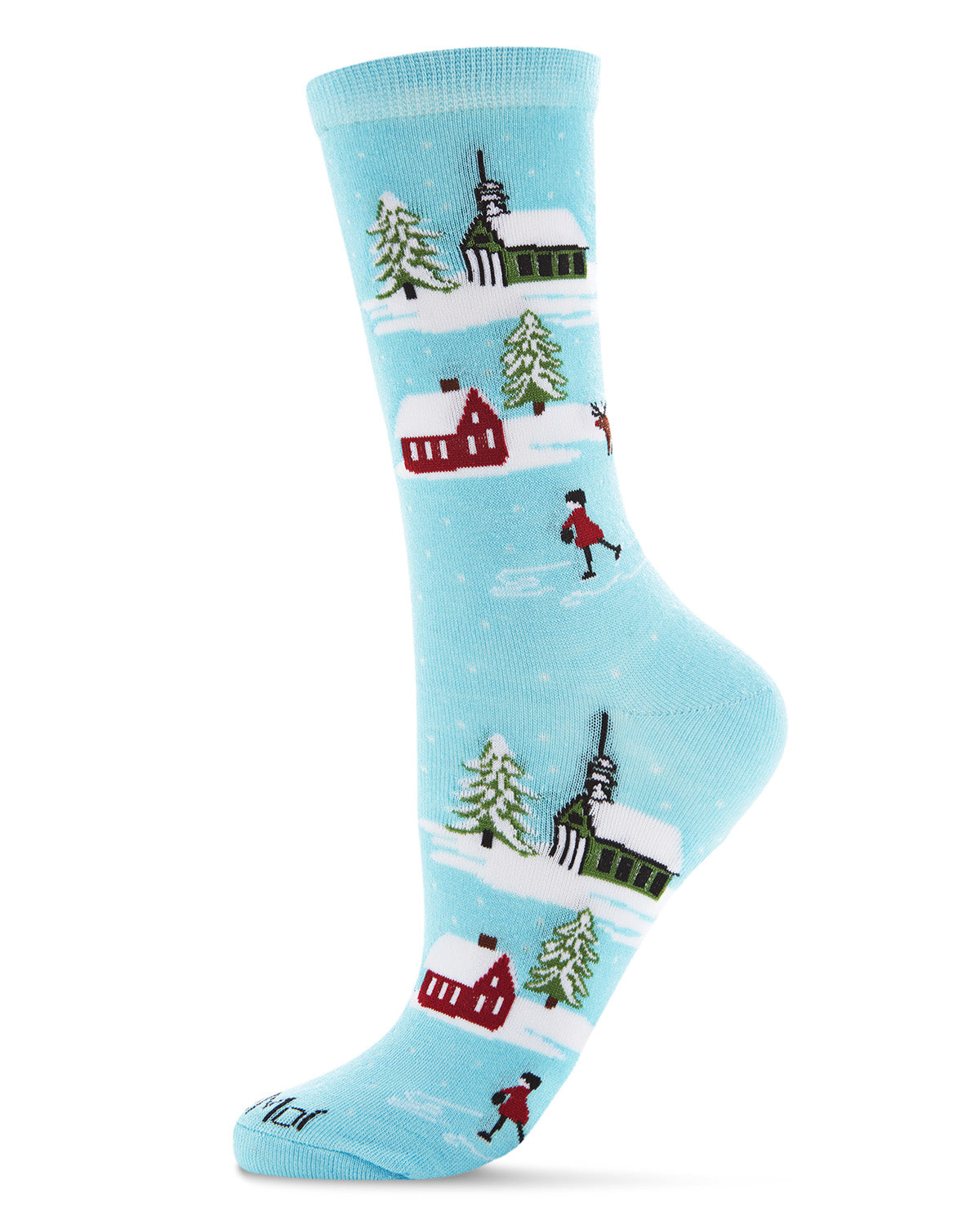 Women's Figure Eights Bamboo Blend Holiday Crew Sock : Color: Light Blue