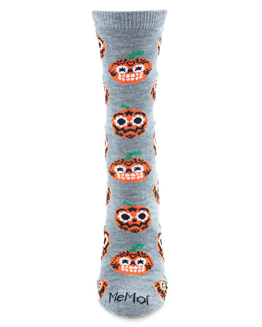 Women's Spooky Pumpkins Crew Socks : Color: Medium Gray Heather
