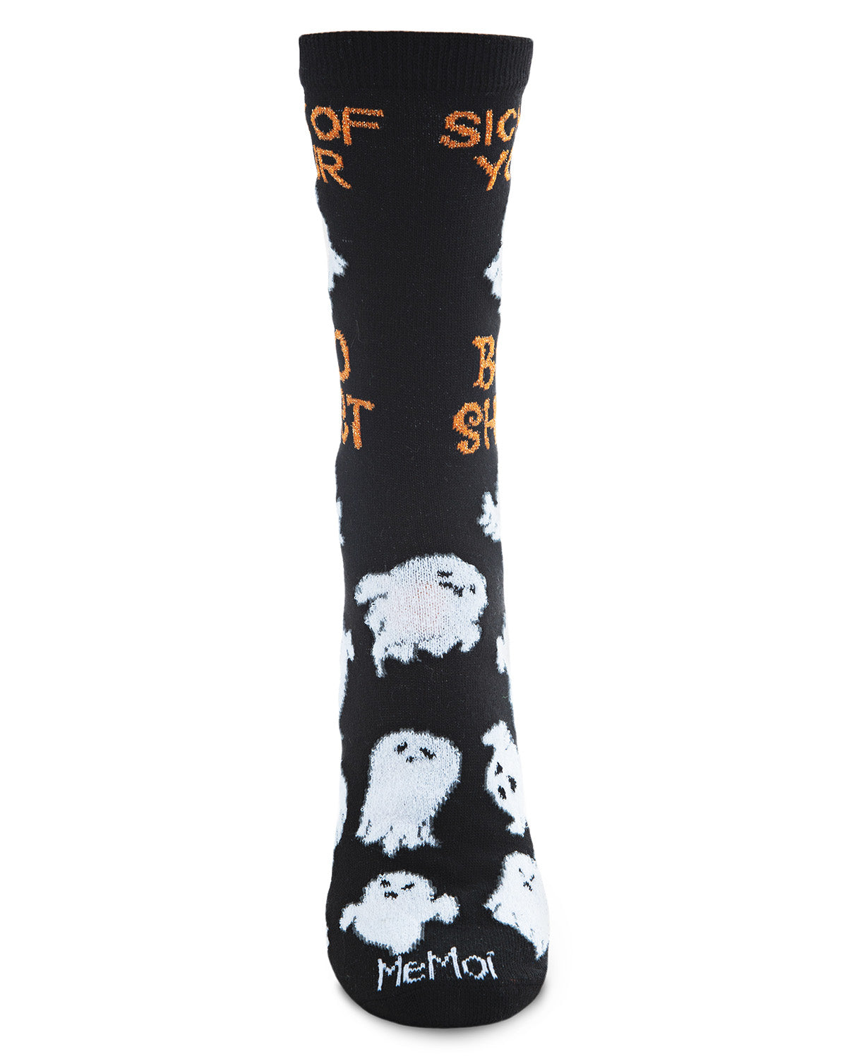 Sick of Your Boo Sheet Ghostly Crew Socks : Color: Black