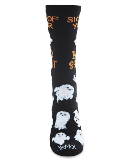 Sick of Your Boo Sheet Ghostly Crew Socks : Color: Black