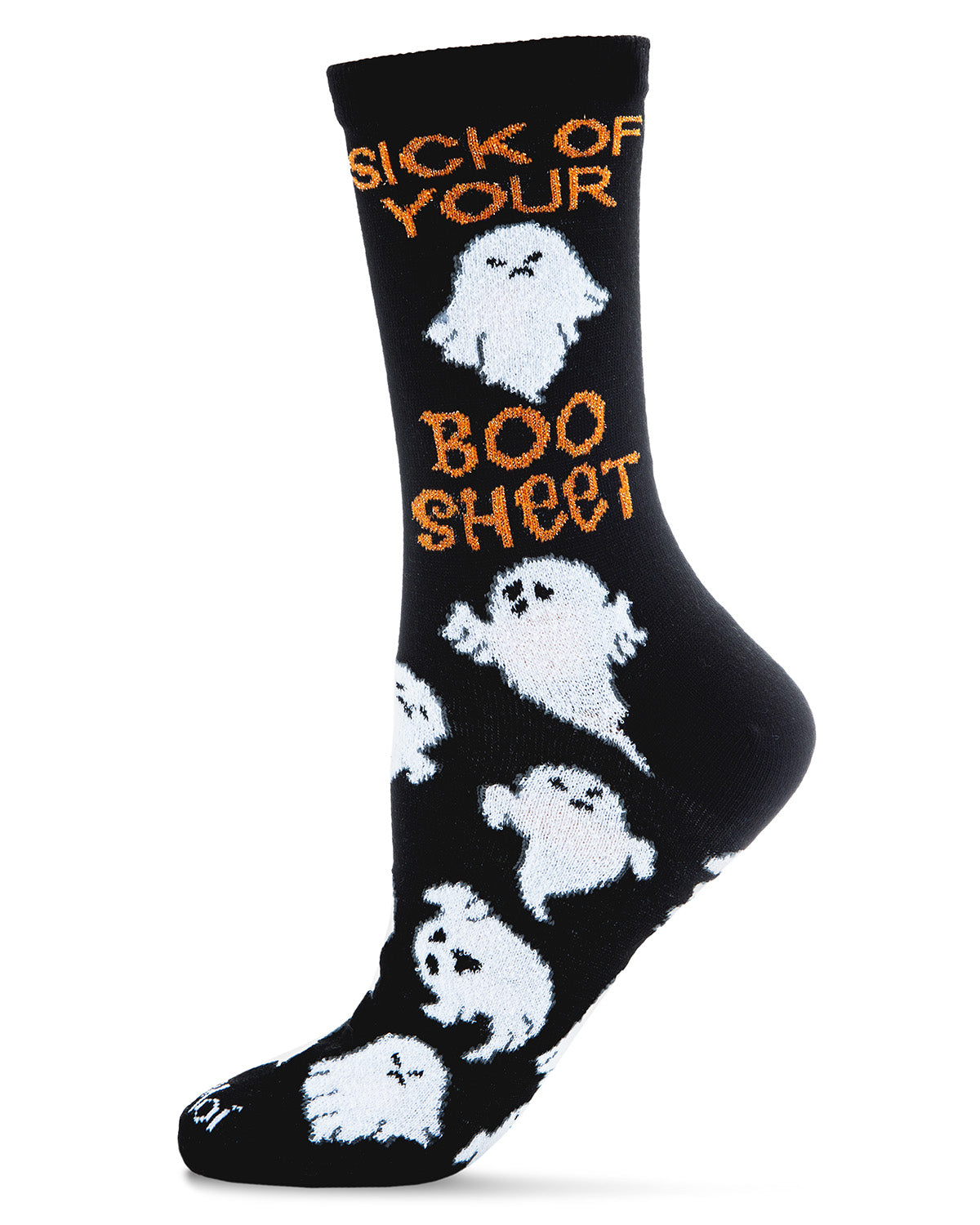 Sick of Your Boo Sheet Ghostly Crew Socks : Color: Black