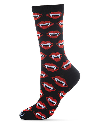 Vampire Lips Novelty Crew Socks : Color: Black