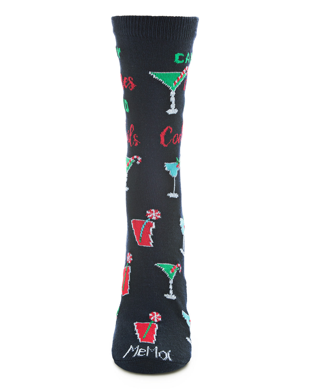 Women's Candy Canes & Cocktails Holiday Crew Socks : Color: Navy