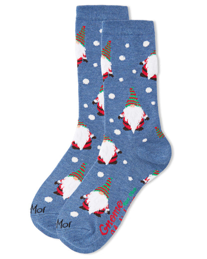 Gnome for the Holidays Crew Socks : Color: Denim Heather