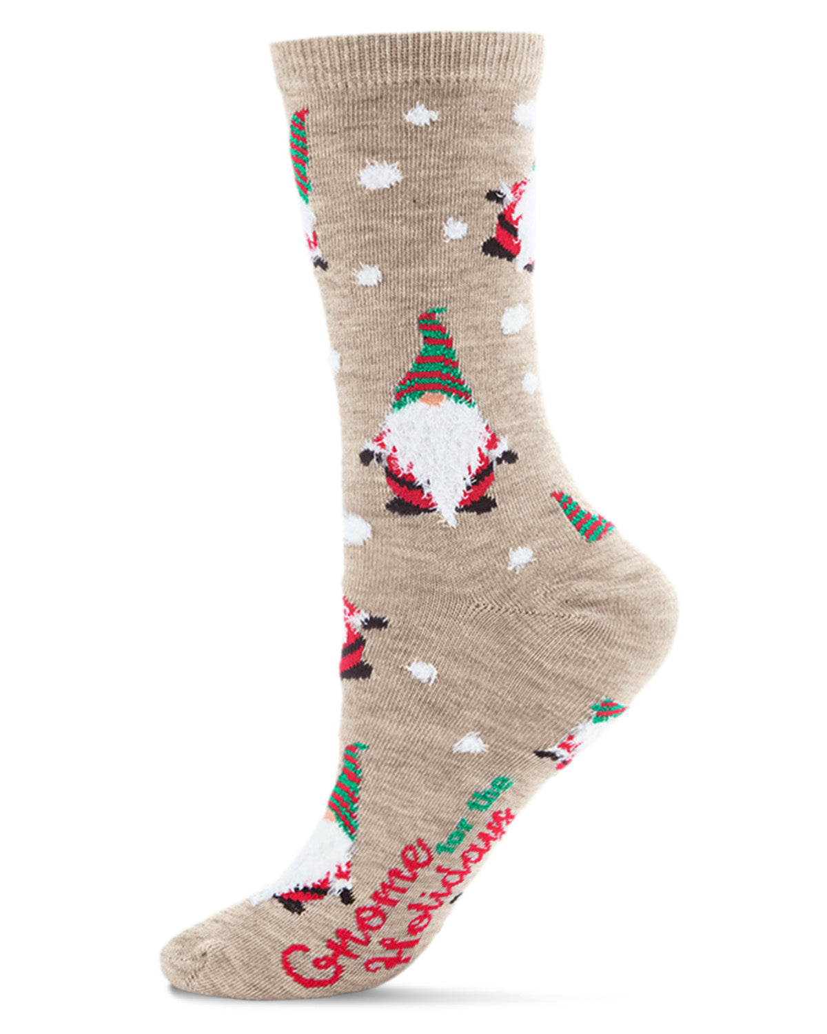 Gnome for the Holidays Crew Socks : Color: Khaki Heather