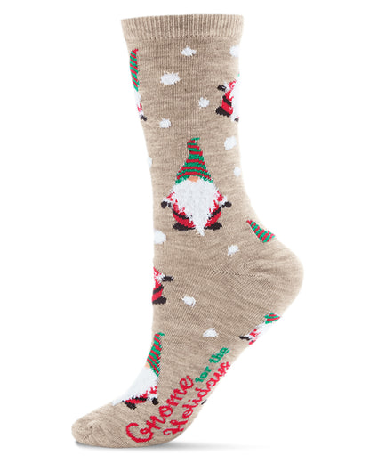 Gnome for the Holidays Crew Socks : Color: Khaki Heather