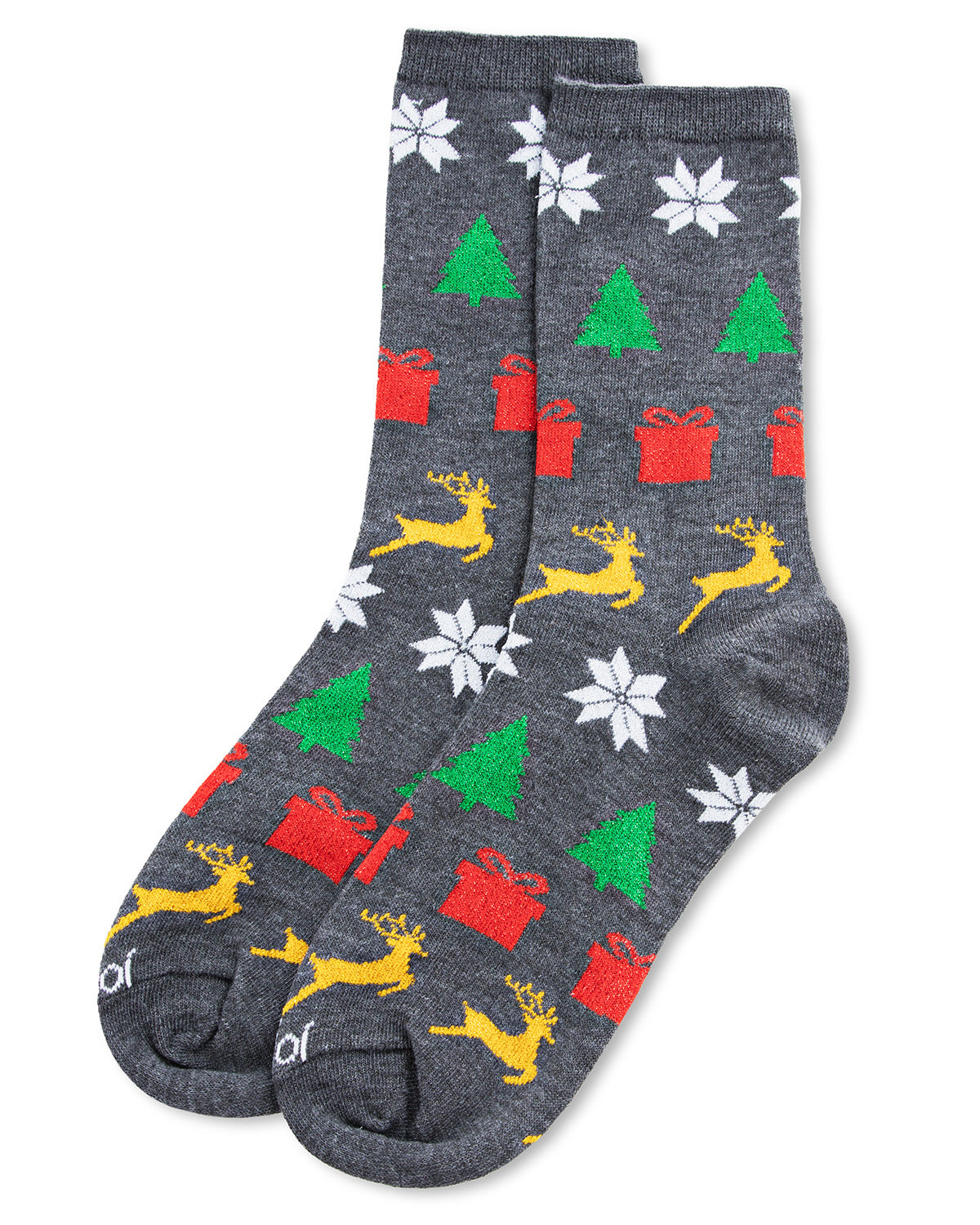 Women's Holiday Icons Crew Socks : Color: Charcoal Heather