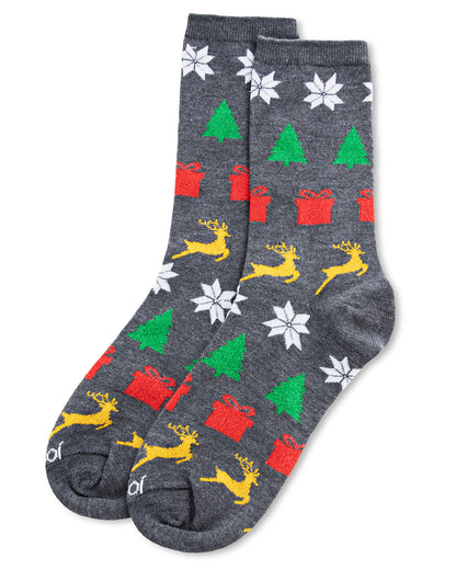 Women's Holiday Icons Crew Socks : Color: Charcoal Heather