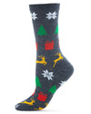 Women's Holiday Icons Crew Socks : Color: Charcoal Heather