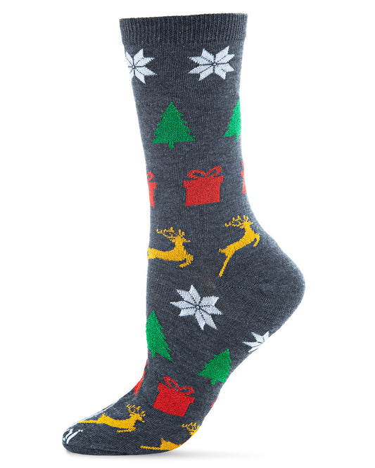 Women's Holiday Icons Crew Socks : Color: Charcoal Heather