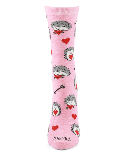 Love Struck Hedgehog Bamboo Blend Crew Sock : Color: Pink Heather