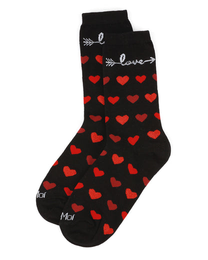 Love Struck Bamboo Blend Crew Sock : Color: Black