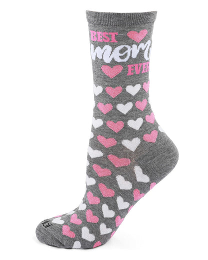 Best Mom Ever Bamboo Blend Crew Sock : Color: Medium Gray Heather