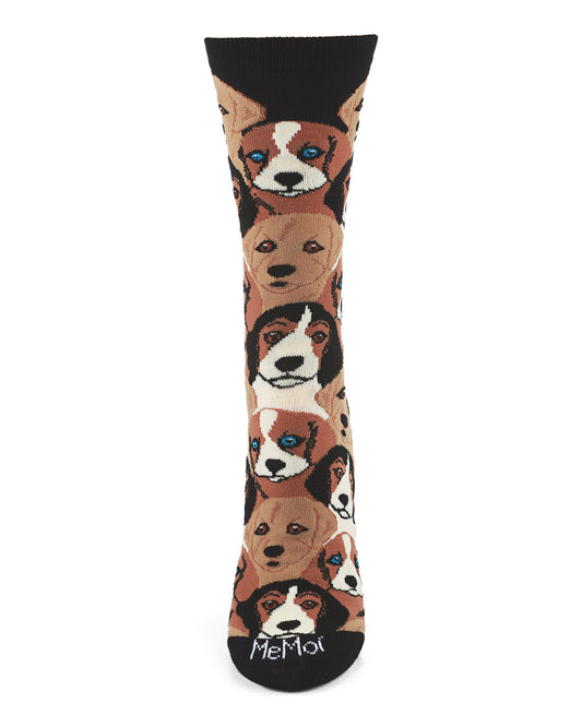 Women's Puppy Bamboo Blend Crew Socks : Color: Black