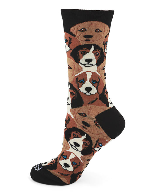 Women's Puppy Bamboo Blend Crew Socks : Color: Black