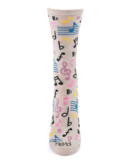 Musical Notes Bamboo Blend Crew Sock : Color: Hemp Heather