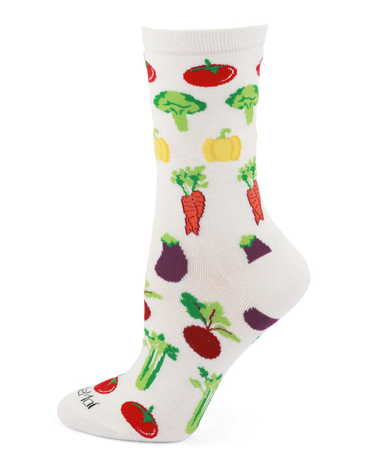 Vegetable Medley Bamboo Blend Crew Sock : Color: Ivory
