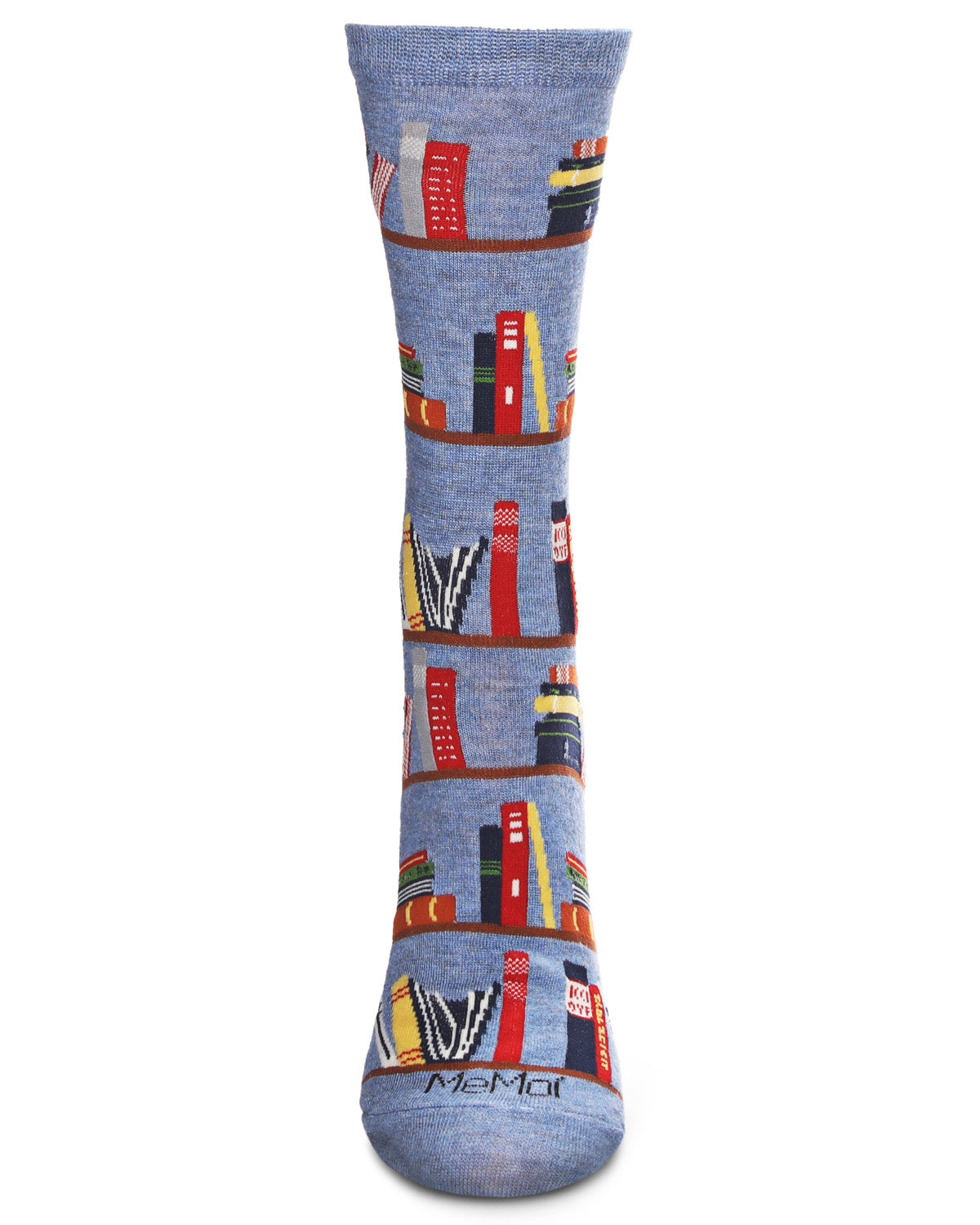 Let's Read Bookshelf Bamboo Blend Crew Sock : Color: Denim Heather