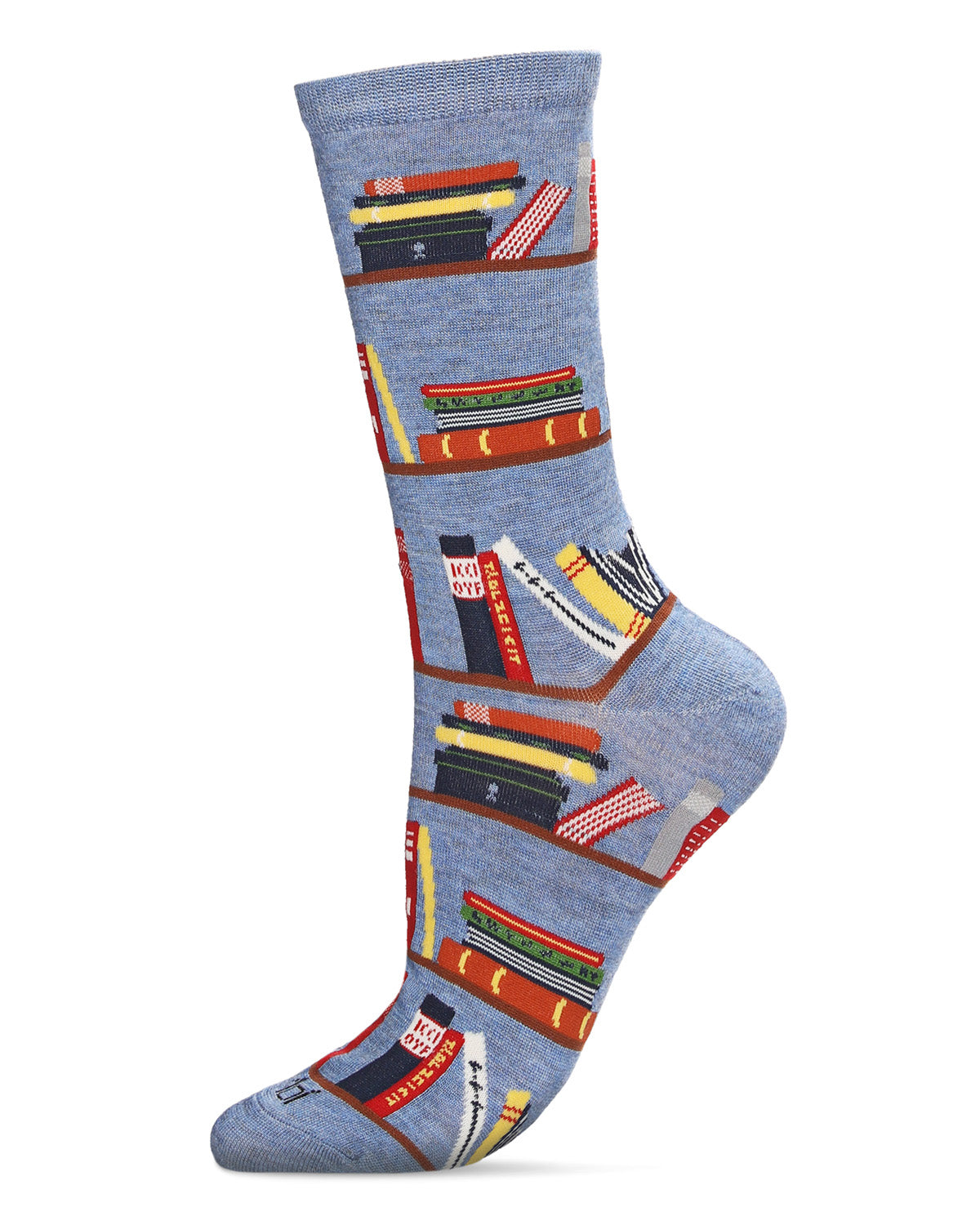 Let's Read Bookshelf Bamboo Blend Crew Sock : Color: Denim Heather