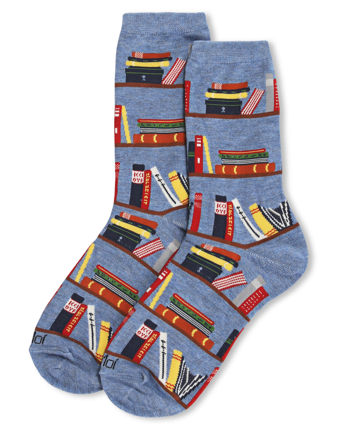 Let's Read Bookshelf Bamboo Blend Crew Sock : Color: Denim Heather