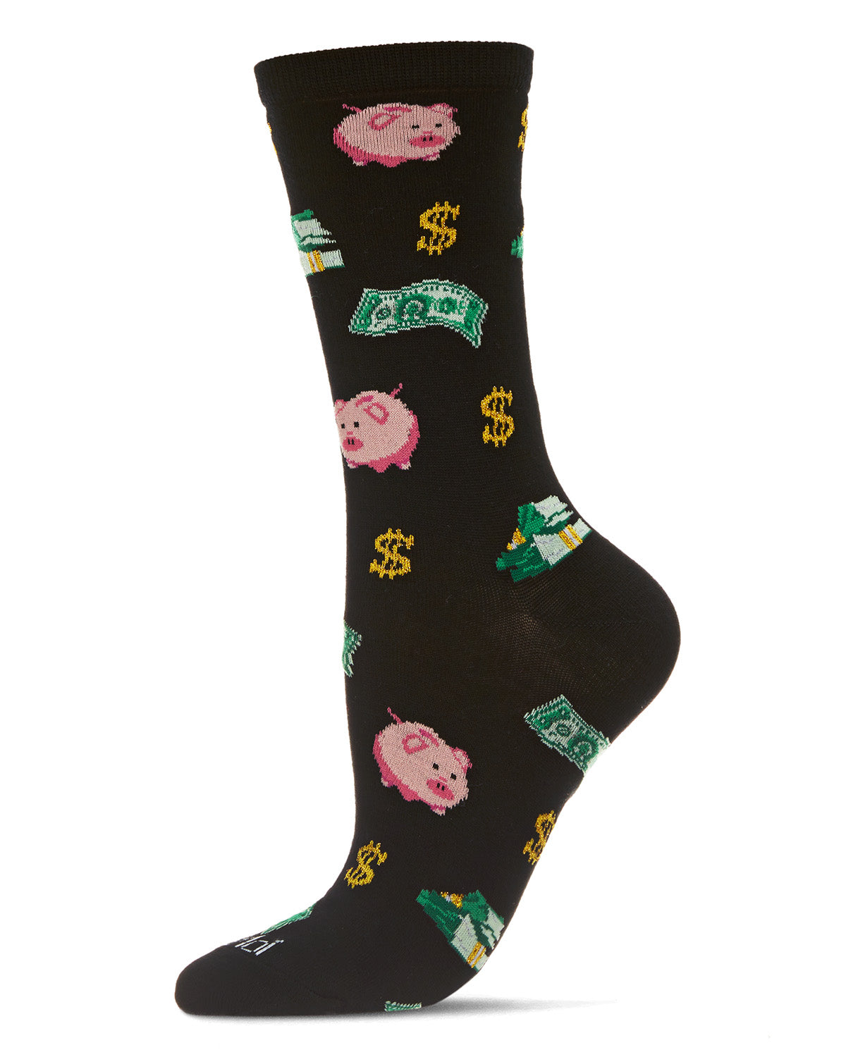 Money in the Bank Bamboo Blend Crew Sock : Color: Black