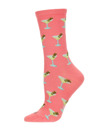 Shaken Not Stirred Bamboo Blend Crew Sock : Color: Confetti Pink