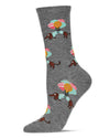 Dachshund Float Bamboo Blend Crew Sock : Color: Med Gray Heather