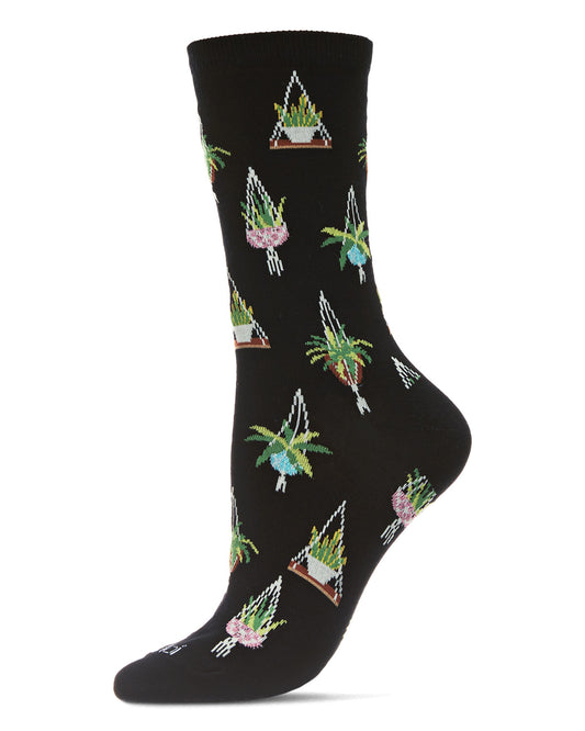 Hanging Plant Bamboo Blend Plant Crew Sock : Color: Black