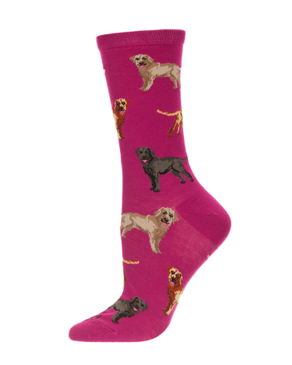 Lovely Labradors Bamboo Blend Crew Sock : Color: Festival Fuchsia