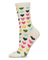 Multicolored Hearts Bamboo Blend Crew Sock : Color: Marshmallow